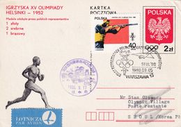 Poland 1952 Postal Stationery Card: Olympic Games Halsinki Seoul 1988; Departure; Shooting Trap; Paavo Nurmi; Receiving - Verano 1952: Helsinki