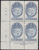 Canada 1955 MH Sc #354 5c Int'l Civil Aviation Org. Plate #1 LL - Números De Planchas & Inscripciones