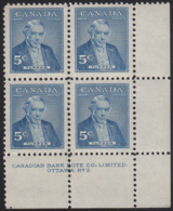 Canada 1955 MNH Sc #358 5c Sir Charles Tupper Plate #2 LR - Plate Number & Inscriptions
