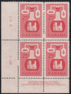 Canada 1956 MNH Sc #363 25c Chemical Industry Plate #1 LL - Plattennummern & Inschriften