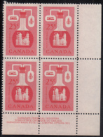 Canada 1956 MNH Sc #363 25c Chemical Industry Plate #1 LR - Plate Number & Inscriptions