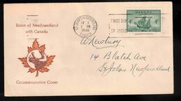 CANADA FDC Scott # 282 - Newfoundland Confederation - Caribou In Maple Leaf Cachet 4 - ....-1951