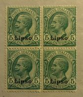 Quartina Lipso 5 Cent. Vittorio Emanuele III Leoni - Egée (Lipso)