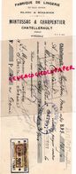 86- CHATELLERAULT- RARE TRAITE MONTUSSAC ET CHARPENTIER-FABRIQUE LINGERIE SOIERIES-SOIE-SILK-1930 - Kleding & Textiel