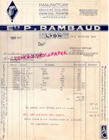 69- LYON- FACTURE ETS. RAMBAUD 52 RUE DE LA BOURSE - MANUFACTURE CRAVATES FOULARDS- 1935 SOIE NATURELLE SILK - Kleding & Textiel