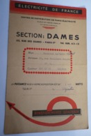 Electricité De France Section DAMES 53 Rue Des Dame Paris 75017 Contrat 60757II Mise En Service 09/01/1962 - Electricité & Gaz
