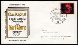 Germany Bonn 1968 / 150th Anniversary Of The Birth Of Karl Marx / Das Kapital / FDC - Karl Marx