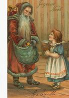 Santa Claus Embossed Père Noel Gaufrée  Robe Rouge Red  Robe Envoi à Béchon à Boussais Par Béruges 86 - Kerstman