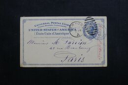 ETATS UNIS - Entier Postal De New York Pour Paris En 1882 - L 65568 - ...-1900