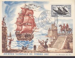 France Premier Jour Maximum Carte FDC Card SELESTAT 1957 Journee Du Timbre Tag Der Briefmarke Day Of Postage Stamp - 1950-59