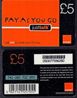 Tc009 GREAT BRITAIN, Orange, £5 Just Talk, Pay As You Go Phonecard, Used - [ 8] Firmeneigene Ausgaben