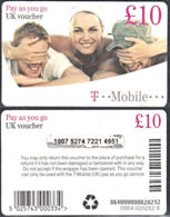 Tc021 UNITED KINGDON (GB), T-mobile £10 Pay As You Go Voucher, Used - [ 8] Firmeneigene Ausgaben