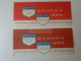 J1218   Canada 1964  Lot Of  2  Souvenir Cards  With Stamps Attached   1964/65 - Jahressätze Der Kanad. Post