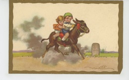 ENFANTS - HIPPISME - Jolie Carte Fantaisie Enfants Chevauchant Un âne Signée CASTELLI - DEGAMI 2145 - Castelli