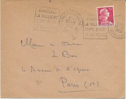 LETTRE OBLITERATION DAGUIN - INDRE ET LOIRE -" CHATEAU LA VALLIERE -CURE D'AIR ET DE REPOS -ANNEE 1956 - Mechanical Postmarks (Other)