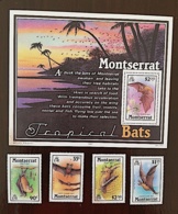 MONTSERRAT Chauve Souris, Bat, Muerciélago, Yvert N° 665/68+ Bloc N°44  MNH ** - Fledermäuse