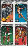 DDR 1985 - Circus Art: Elephants, Unicycle, Tigers - Block Of 4 Mi 2983-2986 ** MNH - Cirque