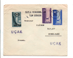 TURQUIE AFFRANCHISSEMENT COMPOSE SUR LETTRE AVION POUR LA FRANCE 1959 - Covers & Documents