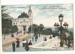 CPA ,Monaco , N°855 ,Monte Carlo , Le Théâtre Et Nouvelles Terrasses ,animée ,Ed. Giletta ,1908 - Le Terrazze