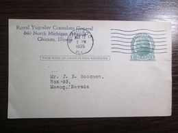 1935 Card Of Royal Yugoslav Consulate General In Chicago / United States - Ohne Zuordnung