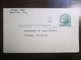1940 Card Of Royal Yugoslav Consulate General In Chicago / United States - Unclassified