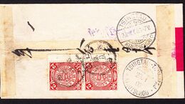 1908 2c Drachen Ausgabe Paar Mit Anhänger. Stempel Kiangsu Shangai. Mandarin Brief Nach Tsingtau Respektive - Covers & Documents
