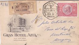 GRAN HOTEL AZUL. ARGENTINE COMMERCIAL COVER, ANNEE 1949. FDC CIRCULEE AZUL - MONTEVIDEO, URUGUAY -LILHU - FDC