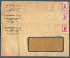 3 Lettres Affr. 1Fr.20 Et 1Fr50 De MERSCH 1945  Vers Tertre Exp. HOFFMANN Frères Scierie Fabrique De Parquets Et Commerc - Storia Postale