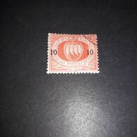 PL1903 REPUBBLICA DI SAN MARINO 1892 GIUGNO SETTEMBRE CON SOPRASTAMPA C. 10 SU 20 C. ROSSO "XO" - Used Stamps