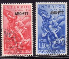 TRIESTE A 1954 AMG - FTT ITALIA ITALY OVERPRINTED INTERPOL SERIE COMPLETA COMPLETE SET USATO USED OBLITERE' - Posta Espresso