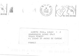 Lettre Avec Flamme Illustrée O= En Port Payé De Papeeté R.P.-Tahiti 25-8 2000 "la Joie De Vivre" - Brieven En Documenten