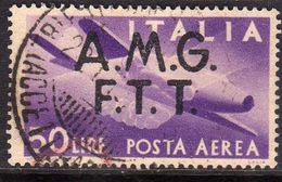 TRIESTE A 1947 AMG - FTT ITALIA ITALY OVERPRINTED DEMOCRATICA  POSTA AEREA LIRE 50 USATO USED OBLITERE' - Luftpost