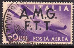 TRIESTE A 1947 AMG - FTT ITALIA ITALY OVERPRINTED DEMOCRATICA  POSTA AEREA LIRE 50 USATO USED OBLITERE' - Poste Aérienne