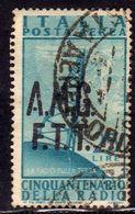 TRIESTE A 1947 AMG - FTT ITALIA ITALY OVERPRINTED POSTA AEREA RADIO LIRE 25 USATO USED OBLITERE' - Poste Aérienne