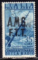 TRIESTE A 1947 AMG - FTT ITALIA ITALY OVERPRINTED POSTA AEREA AIR MAIL RADIO LIRE 35 USATO USED OBLITERE' - Posta Aerea