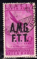 TRIESTE A 1947 AMG - FTT ITALIA ITALY OVERPRINTED POSTA AEREA AIR MAIL RADIO LIRE 50 USATO USED OBLITERE' - Luftpost