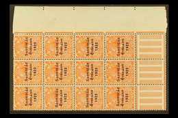 1922-23 VARIETIES 2d Orange (SG 55) Marginal Corner Pane Multiple Of 12 Stamps,  incorporates "S Over E" Varieties, Row  - Altri & Non Classificati