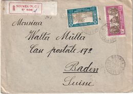 NOUVELLE-CALEDONIE 1939 LETTRE RECOMMANDEE DE NOUMEA AVEC CACHET ARRIVEE BADEN - Lettres & Documents