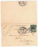 MARMANDE Lot Et Garonne Carte Lettre Entier 15c Semeuse Lignée Verte 529 Surcharge TAXE REDUITE 0F10 Yv 130-CL1 Ob 1906 - Tarjetas Cartas