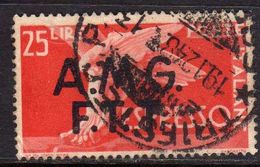 TRIESTE A 1947 1948 AMG-FTT OVERPRINTED ESPRESSI DEMOCRATICA LIRE 25 ESPRESSO USATO USED OBLITERE' - Poste Exprèsse