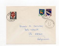 !!! LETTRE DE CEBAZAN POUR REAO (POLYNESIE) DU 20/12/1968 AVEC TAXE POLYNESIENNE DE POSTE RESTANTE - Storia Postale