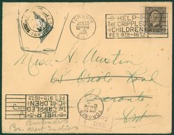 1935 Cover From Canada With Boxed '1 CENT/DUE' H/stamp On Front, SG.Da With M/s '½' Inserted By Hand In Black Ink, Tied  - Autres & Non Classés