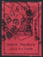 1852 1c Black On Magenta U, Three Large Margins & Touching At Top, Deep Rich Colour & Fresh, Cancelled By Part Strike Of - Autres & Non Classés