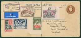 1950 2c + 3c Brown On Cream Registered Letter Stationery Envelope, Size H2, Addressed To The UK Bearing Additional 2c, 5 - Otros & Sin Clasificación