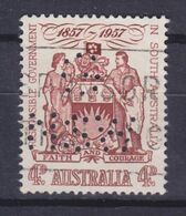 Australia Perfin Perforé Lochung 'G NSW' 1957 Mi. 277, 4p. Arms Wappen Von Südaustralien - Perforés