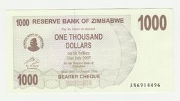 Banknote Reserve Bank Of Zimbabwe 1000 Dollar 2006 UNC - Zimbabwe