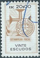 PORTUGAL Portogallo,Revenue Stamp Tasse Taxes,Fiscal Esc 20$00 Used - Oblitérés