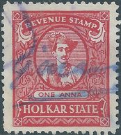 INDIA - INDIAN - INDIEN, HOLKAR STATE,Revenue Stamp,One Anna - Holkar