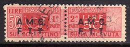 TRIESTE A 1947 1948 AMG - FTT ITALIA ITALY OVERPRINTED  PACCHI POSTALI LIRE 50 USATO USED OBLITERE' - Paquetes Postales/consigna