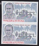 WALLIS & FUTUNA (1981) Edison. First Phonograph. Imperforate Pair. Scott No 273, Yvert No 275. - Sin Dentar, Pruebas De Impresión Y Variedades